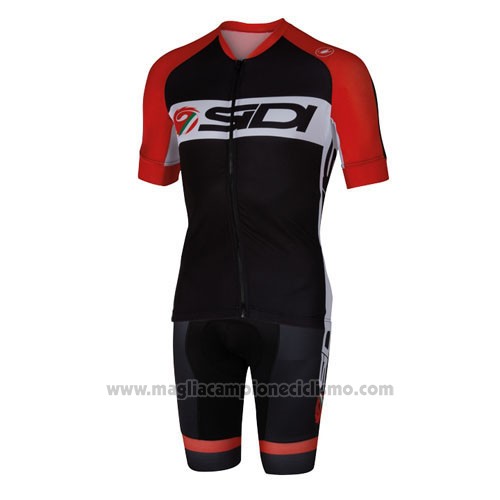 2016 Abbigliamento Ciclismo Castelli SIDI Nero e Rosso Manica Corta e Salopette